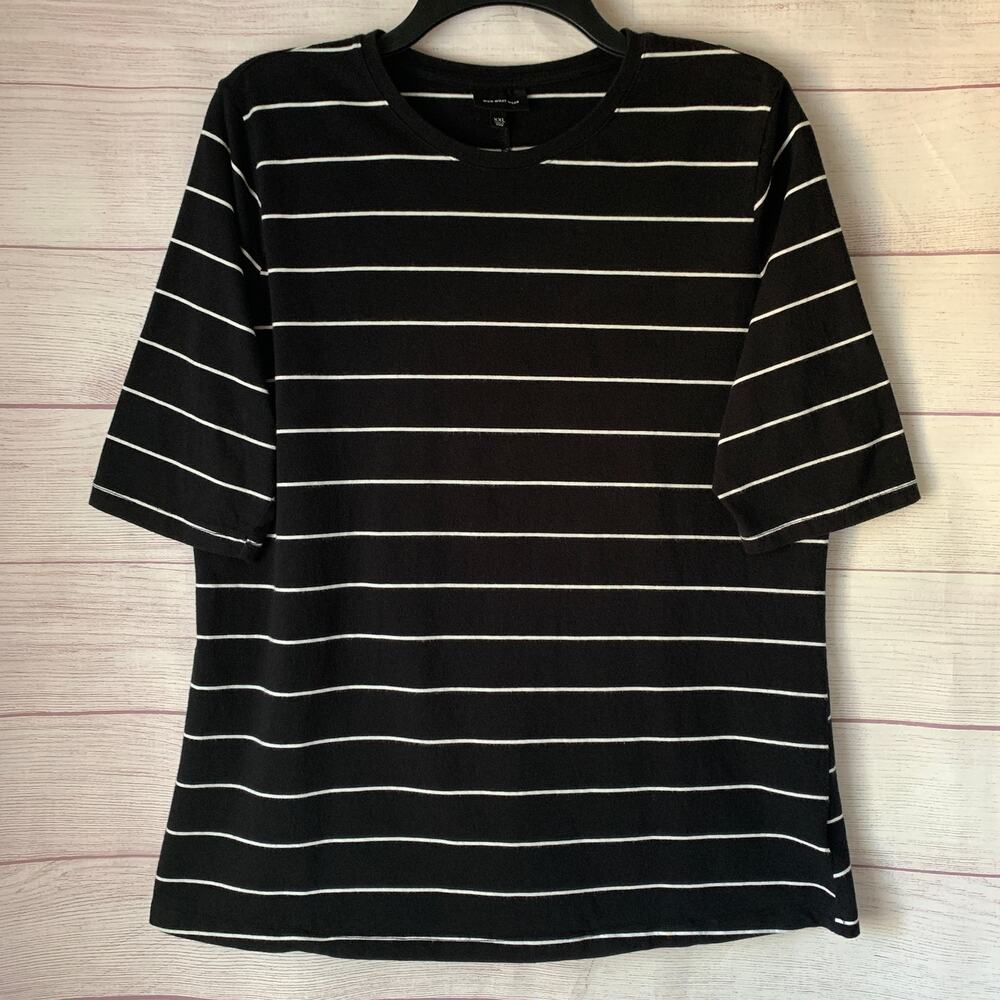 Who What Wear Women's Black and White Striped Shirt Cotton Blend Size XXL - Picture 1 of 16